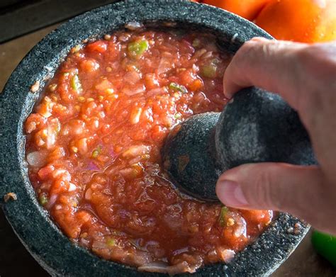 Homemade Salsa Using A Molcajete | Mexican Please