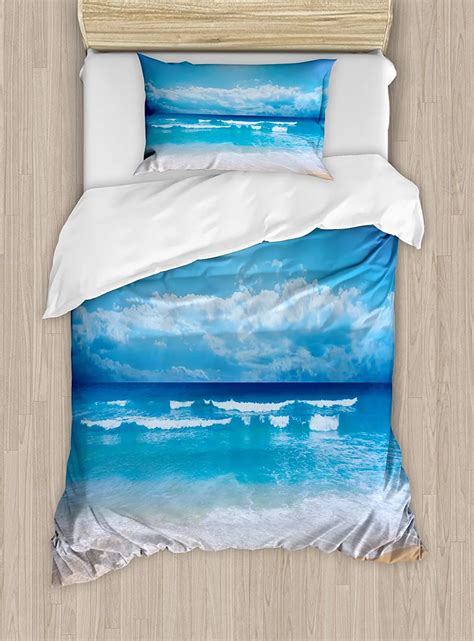 Beach Duvet Cover Set Seascape Theme Landscape of the Beach and the ...