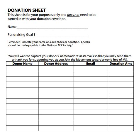 Donation Envelope Template Word Collection