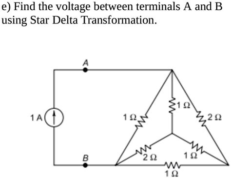 SOLVED: 'Find the voltage between A and B using star delta transformation'