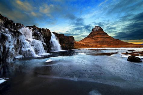 kirkjufell, Ice, Iceland, Kirkjufell, Mountain, Kirkjufell, Waterfall ...