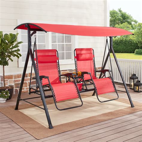 Mainstays 2-Seat Reclining Oversized Zero-Gravity Swing with Canopy and ...