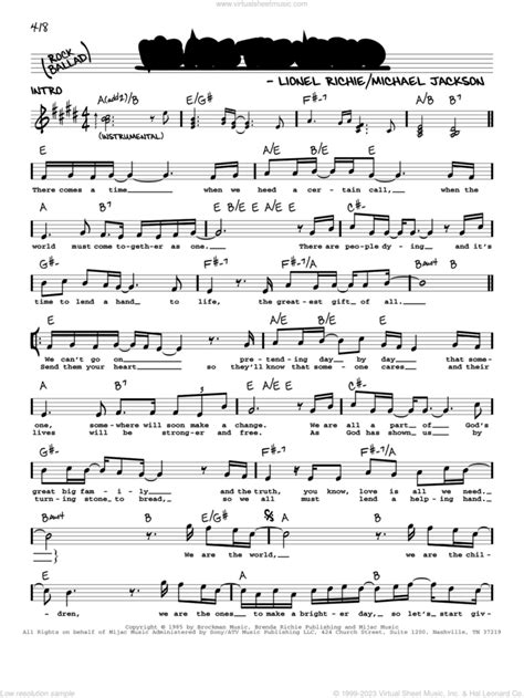 We Are The World sheet music (real book with lyrics) (PDF)