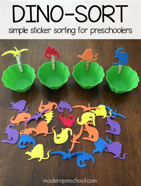 Dinosaur Sticker Sorting for Preschoolers