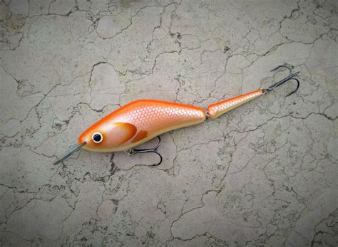 Custom Fishing Lure Handmade Jointed Wooden Lure Orange - Etsy