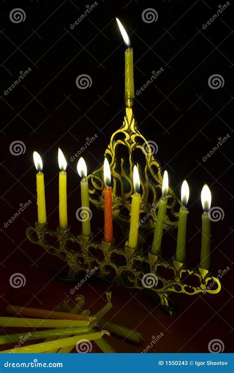 Hanuka Candles in Hanukkiya Stock Image - Image of festival, chanukah ...