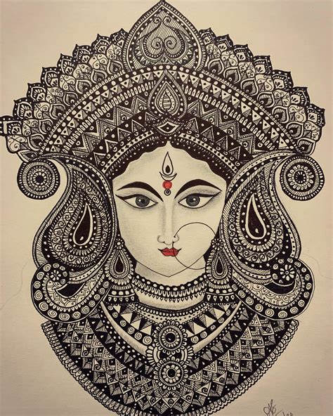 Simple Durga Drawing Goddess