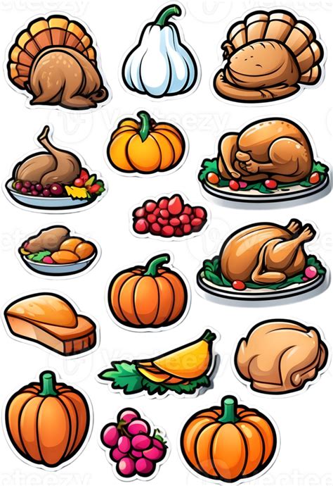 thanksgiving food icons set ai generative 33241750 PNG