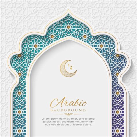 Arabic Islamic Elegant White and Golden Luxury Colorful Background with ...