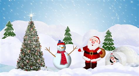 tree, santa claus, snowman Wallpaper, HD Holidays 4K Wallpapers, Images ...