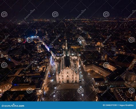 Aerial View of Piazza Duomo in Front of the Gothic Cathedral in the ...