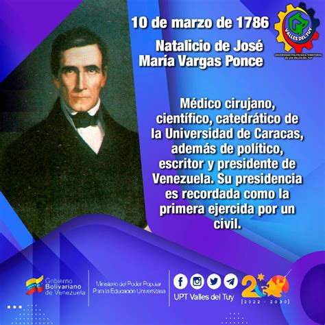 10 de Marzo: Natalicio de José María Vargas – Universidad Politécnica ...