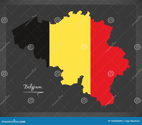 Belgium Map with Belgian National Flag Illustration Stock Vector ...