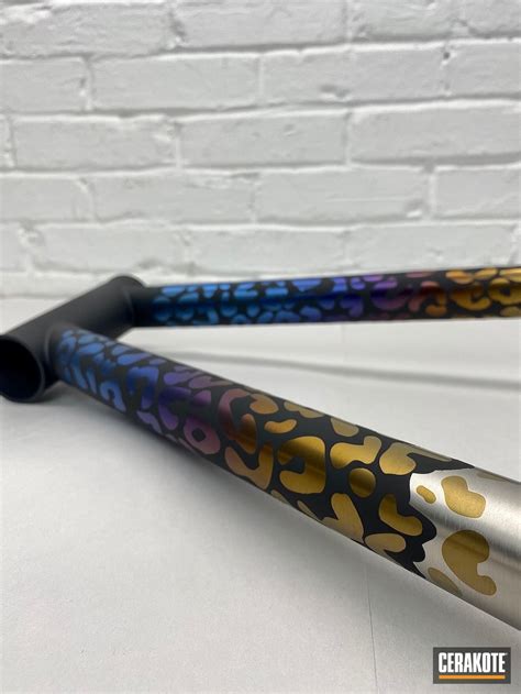 Rainbow Anodized Bike Frame finished in Graphite Black | Cerakote