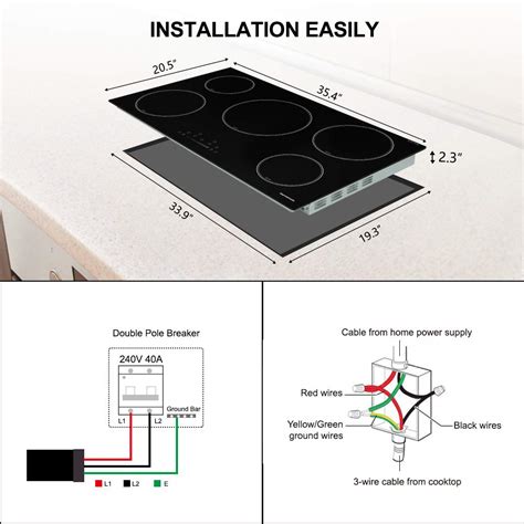 36 Inch Induction Cooktop, thermomate Built-in Electric Stove Top, 240V ...