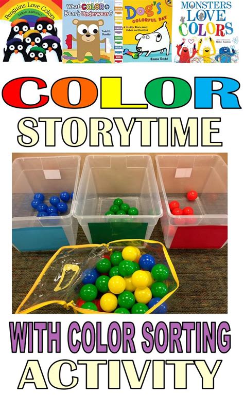 Storytime--Stories about Colors | Color sorting activities, Library ...