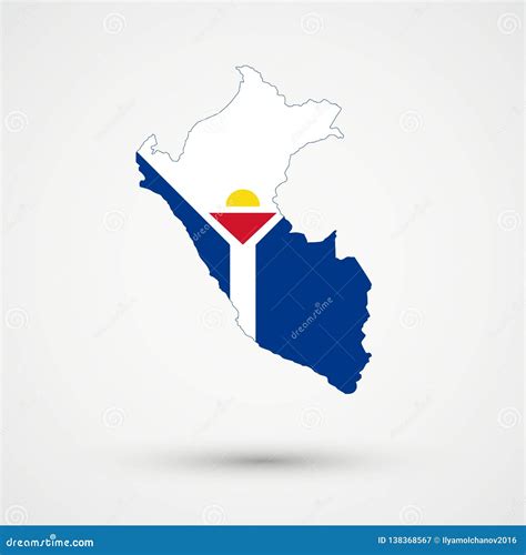 Peru Map in Collectivity of Saint Martin Flag Colors, Editable Vector ...