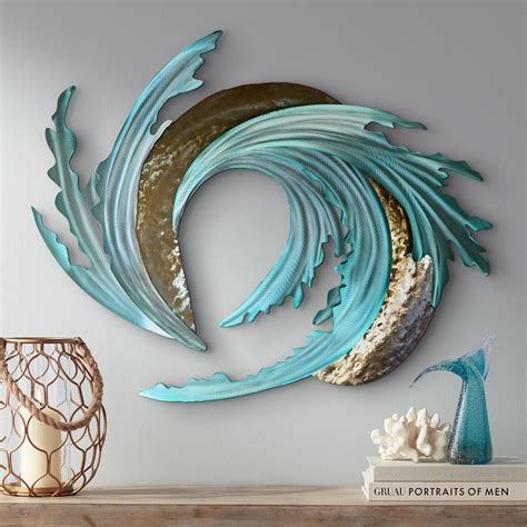 Sand and Sea 36" Wide Metal Wall Art | Wall sculpture art, Abstract ...