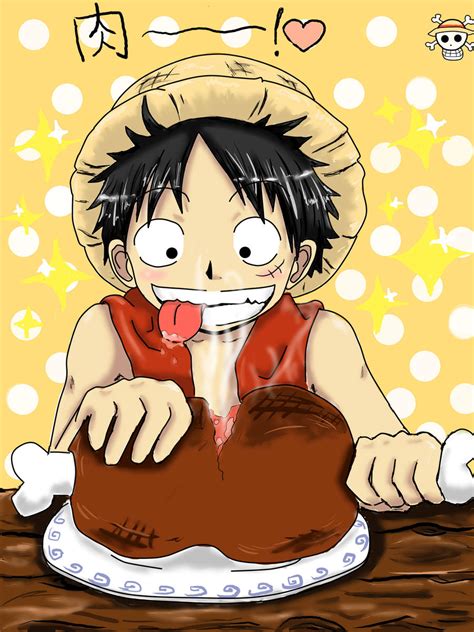 Luffy with meat by MaikaPiano on DeviantArt