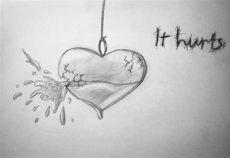 Pencil Drawing Easy Sad Broken Heart Art - Rectangle Circle