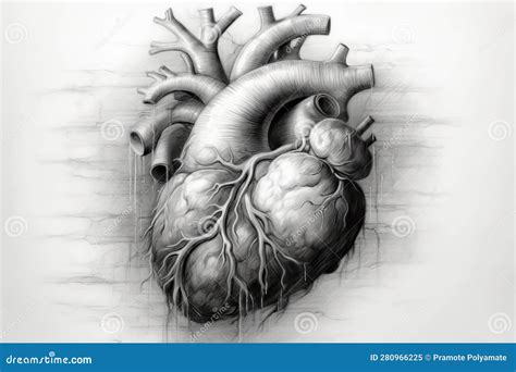 Human Heart Pencil Drawing Vintage. Generative Ai Stock Illustration ...