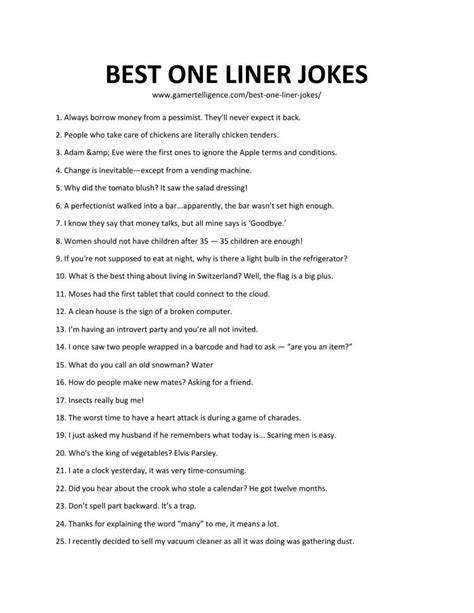 Funny Jokes One Liners Questions at Caroline Capps blog