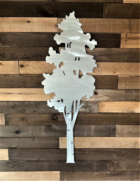 Aspen tree metal wall art in silver aluminum 3ft