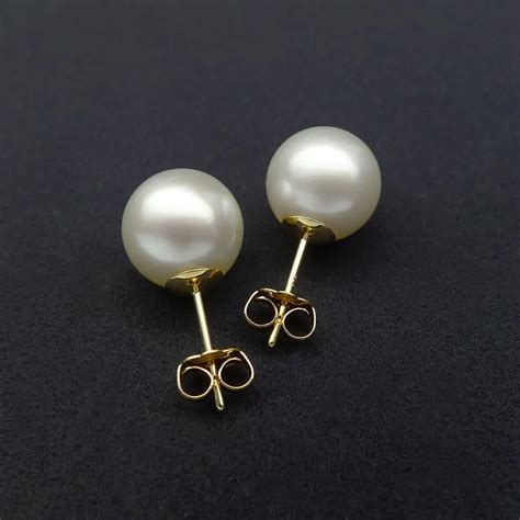 Elegant 10.5mm White Genuine South Sea Pearl Stud Earrings 9k Solid ...