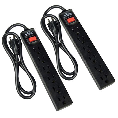 6-Outlet Surge Protector Strip, 2pk, Black - Walmart.com