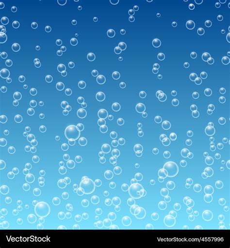 Bubbles in water on blue background Royalty Free Vector