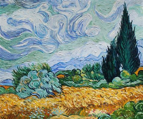 Annie on Twitter: "🤍🔵Wheat Field With Cypresses (1889) ⚪️Painter: 🟡 ...