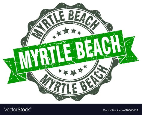 Myrtle beach round ribbon seal Royalty Free Vector Image