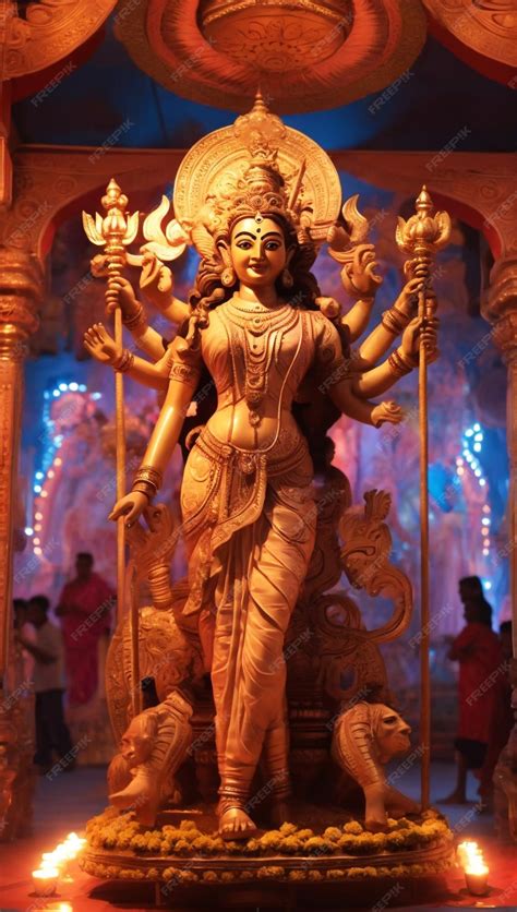 Premium Photo | Durga idol at Puja Pandal Durga Puja festival