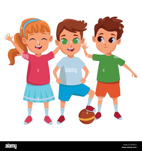 Kids friends playing and smiling cartoons Stock Vector Image & Art - Alamy