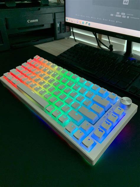 75% custom mechanical keyboard (white pudding keycaps, Computers & Tech ...