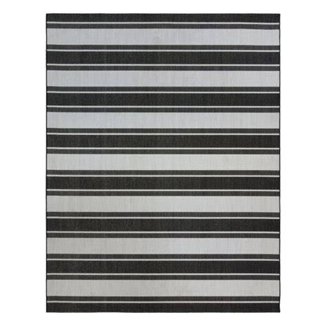 Gertmenian Paseo Castro Black/White Striped Coastal Indoor/Outdoor ...