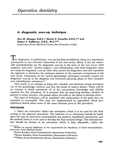 A Diagnostic Wax - Up Technique | PDF | Dentistry | Dentistry Branches