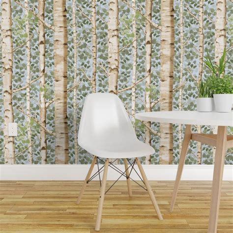 Birch Grove in Summer Wallpaper | Removable wallpaper, Prepasted ...