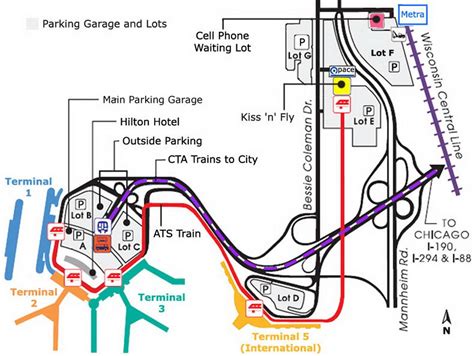 O Hare parking map - Chicago O Hare parking map (United States of America)