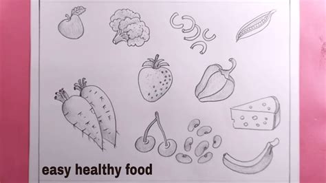 how to draw easy healthy food/healthy food drawing - YouTube