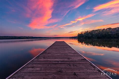 Cowan Lake State Park Dock at Sunset | Art of Frozen Time