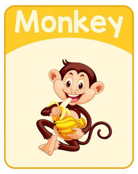 Free Vector | Educational english word card of monkey