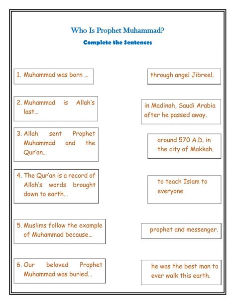 The Birth of Prophet Muhammad Worksheet | Islam for Kids