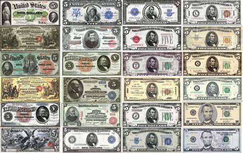 All the versions of the U.S. $5 bill from 1862 to present! Hint: Some ...