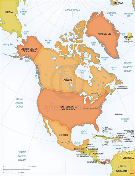 Vector Map of North America Continent | One Stop Map