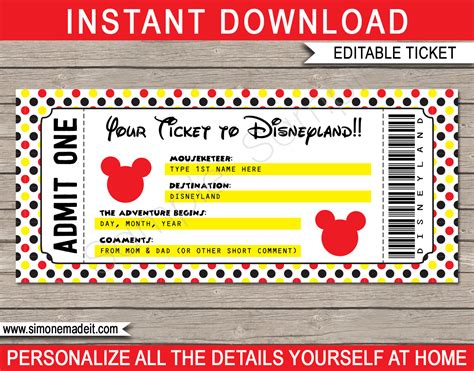 Free Disneyland Ticket Template - Nisma.Info