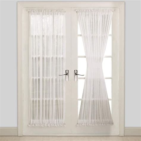 WARM HOME DESIGNS Pair of 2 Voile Sheer White French Door Curtains in ...