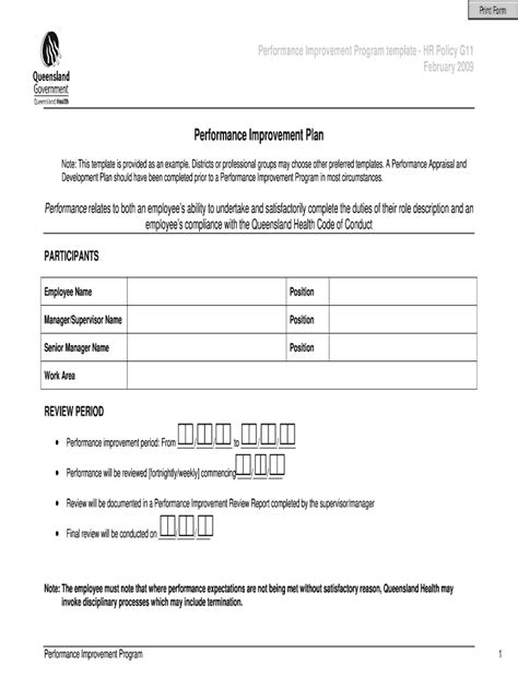 Performance Improvement Plan Template Excel - Fill Online, Printable ...