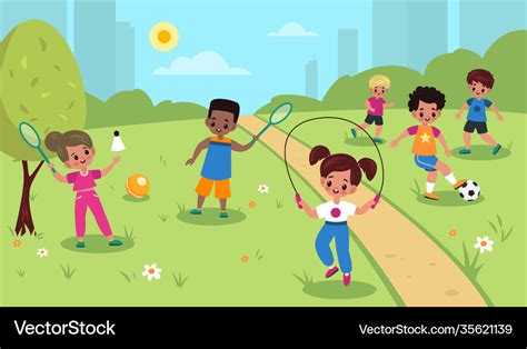 Children outdoor sport kids summer outdoor Vector Image