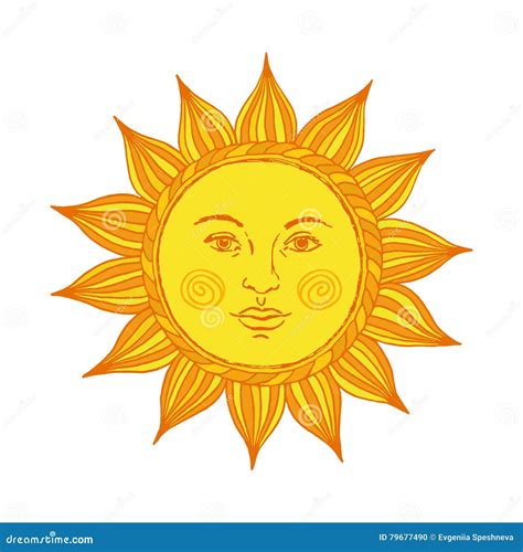 Hand Drawn Sun With Face And Eyes. Alchemy, Medieval, Occult, Mystic ...